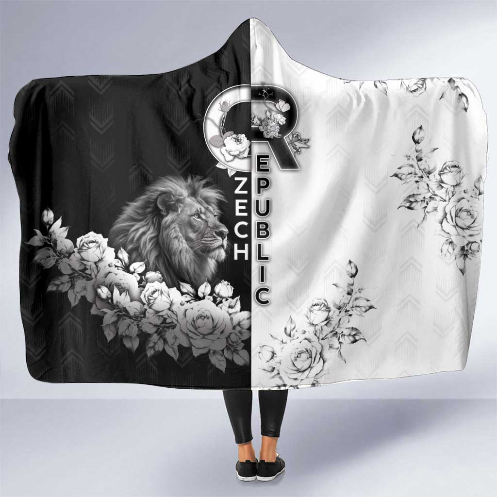 Czech Republic Hooded Blanket White Lion With Rose - Wonder Print Shop