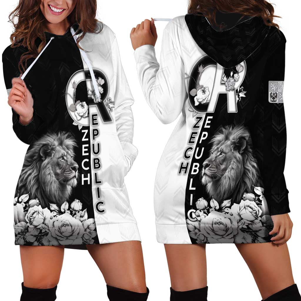 Czech Republic Hoodie Dress White Lion With Rose - Wonder Print Shop