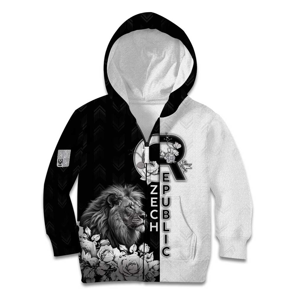 Czech Republic Kid Hoodie White Lion With Rose - Wonder Print Shop