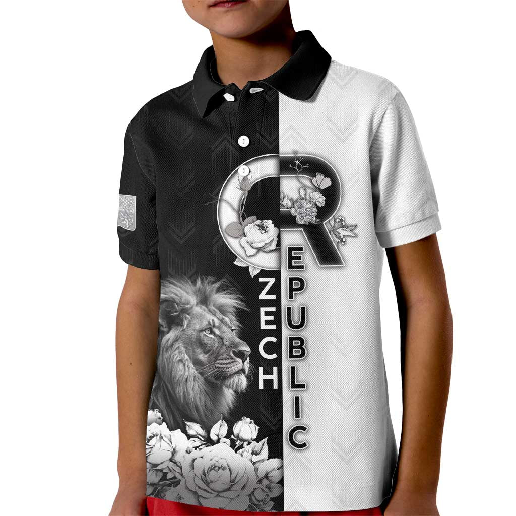 Czech Republic Kid Polo Shirt White Lion With Rose - Wonder Print Shop
