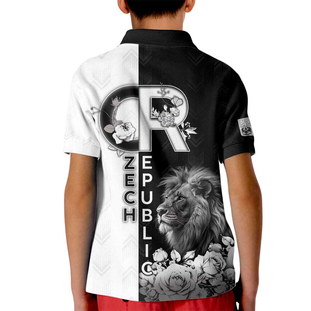 Czech Republic Kid Polo Shirt White Lion With Rose - Wonder Print Shop
