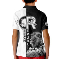 Czech Republic Kid Polo Shirt White Lion With Rose - Wonder Print Shop