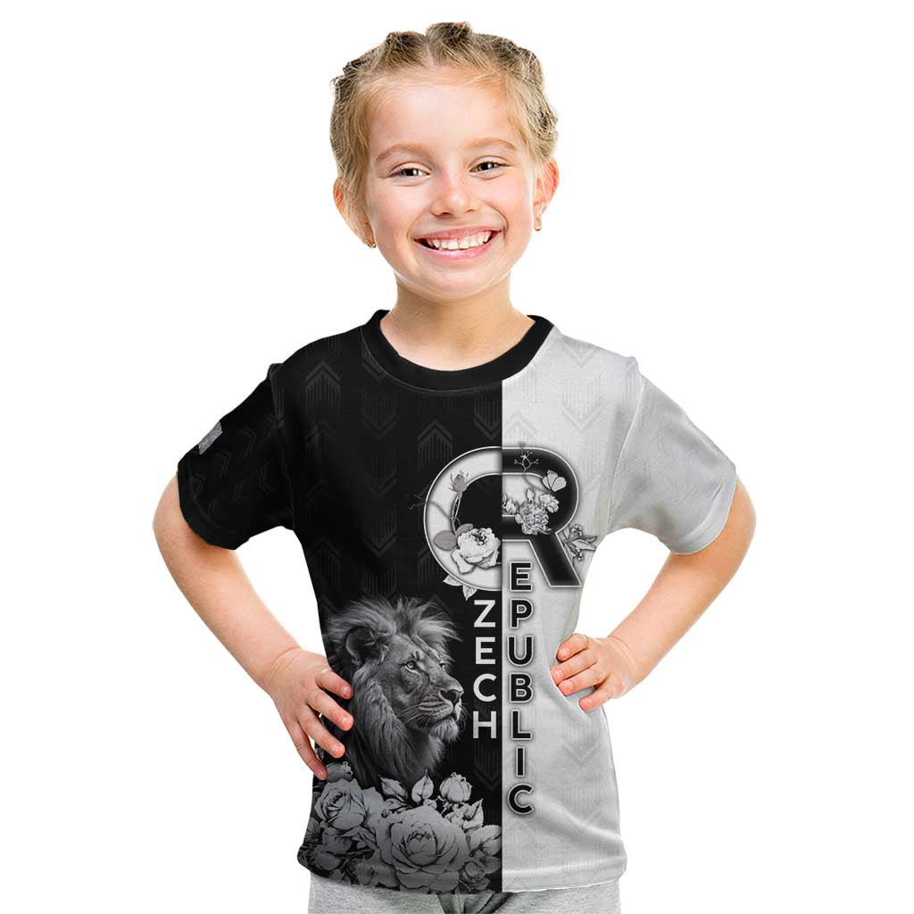 Czech Republic Kid T Shirt White Lion With Rose - Wonder Print Shop