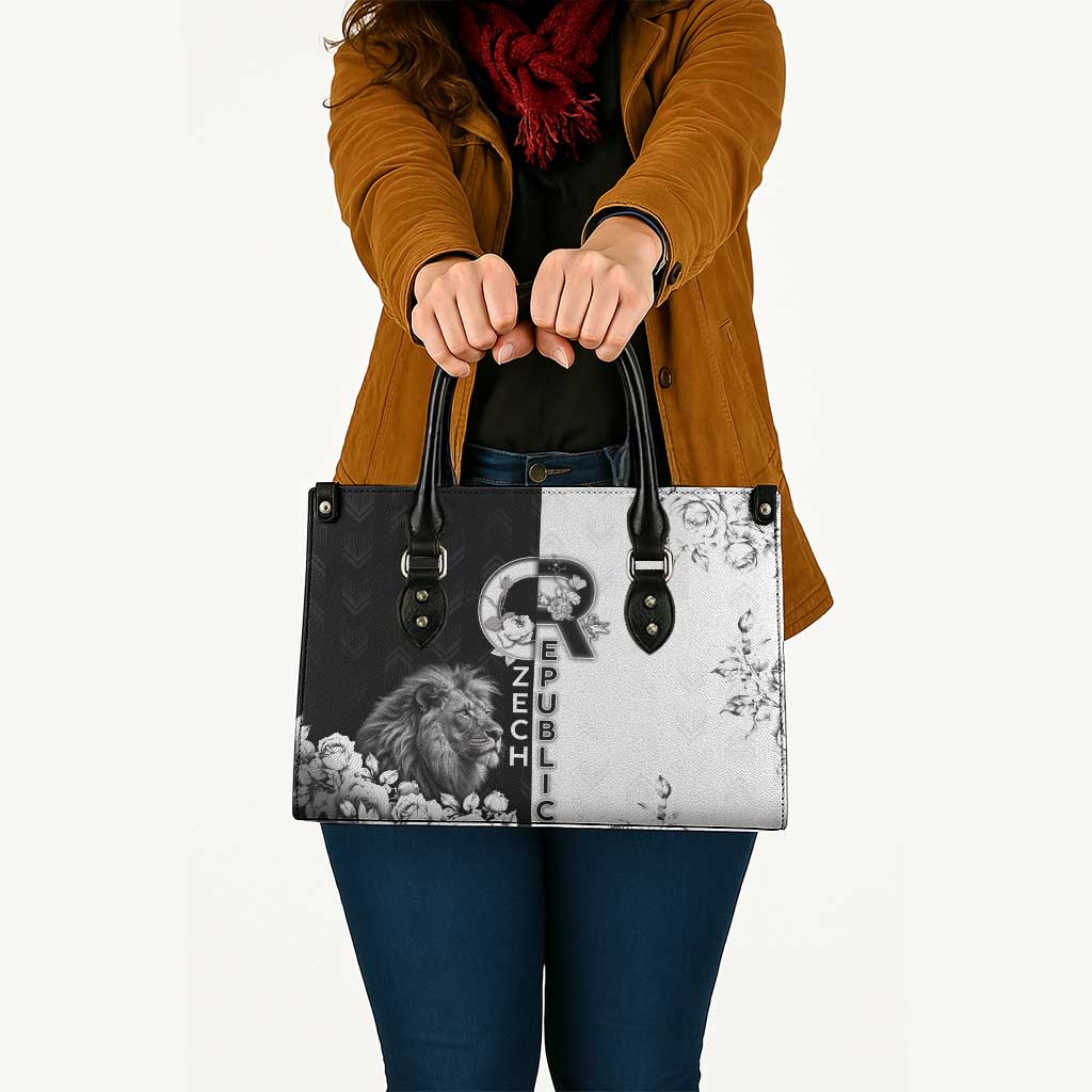 Czech Republic Leather Bag White Lion With Rose - Wonder Print Shop