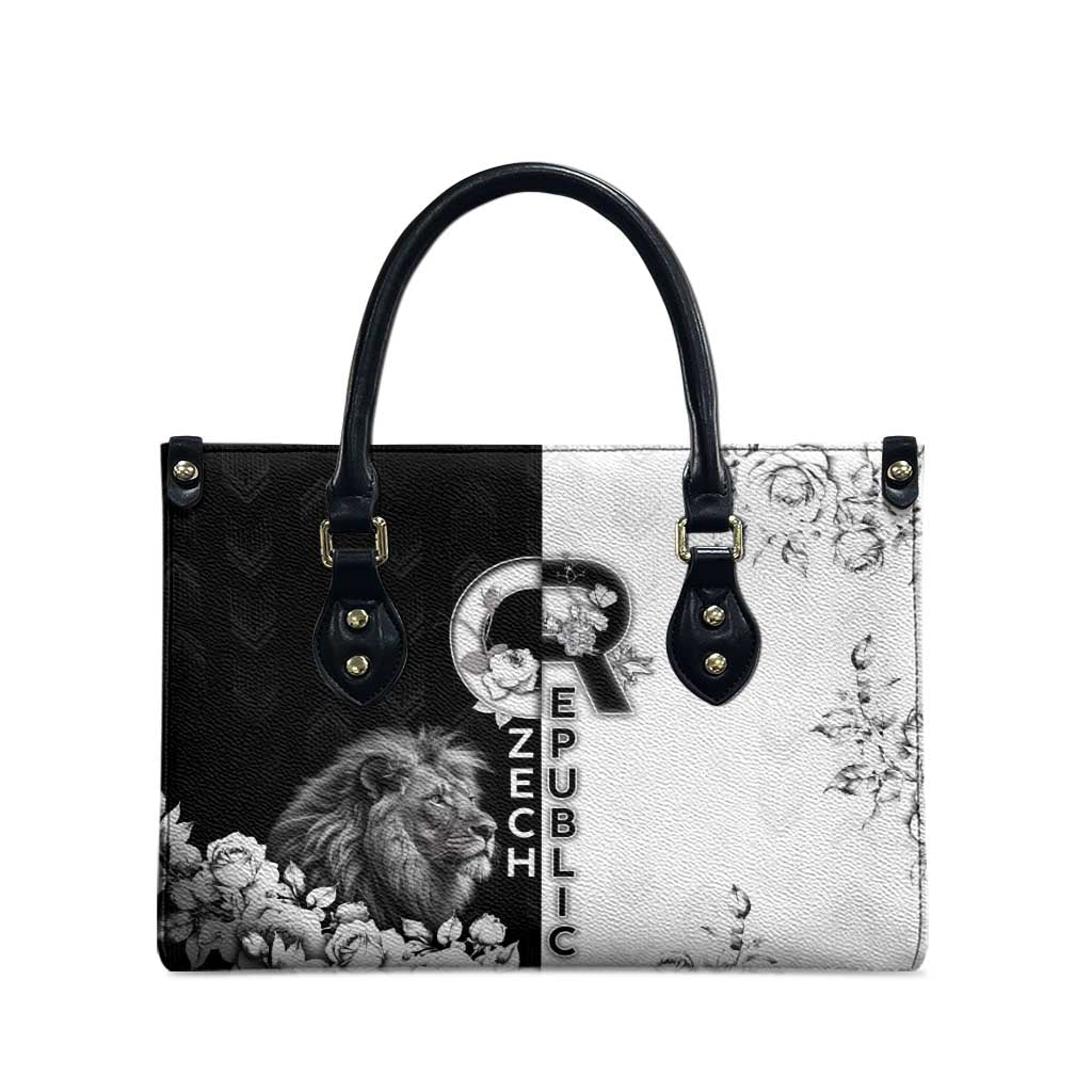 Czech Republic Leather Bag White Lion With Rose - Wonder Print Shop