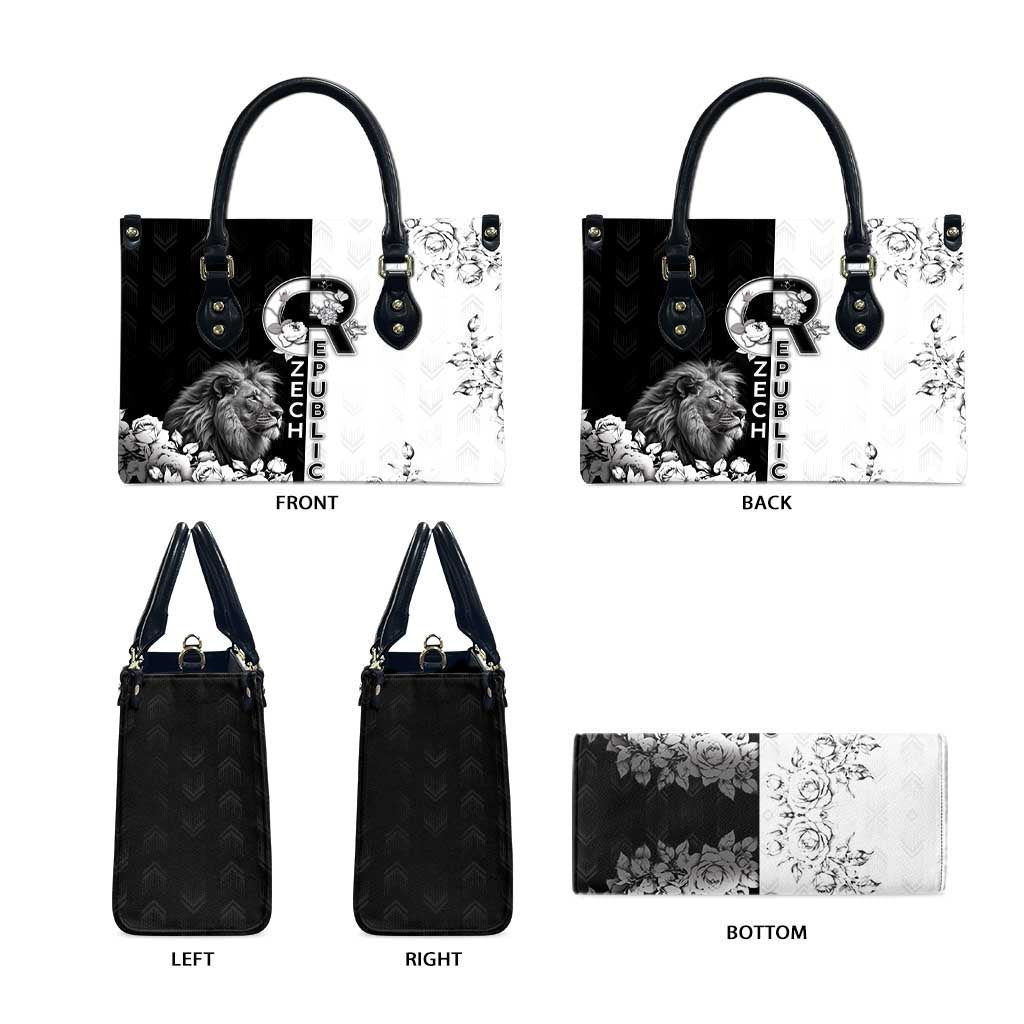 Czech Republic Leather Bag White Lion With Rose - Wonder Print Shop