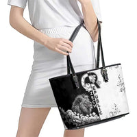 Czech Republic Leather Tote Bag White Lion With Rose - Wonder Print Shop