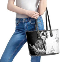 Czech Republic Leather Tote Bag White Lion With Rose - Wonder Print Shop