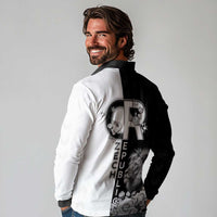 Czech Republic Long Sleeve Polo Shirt White Lion With Rose - Wonder Print Shop