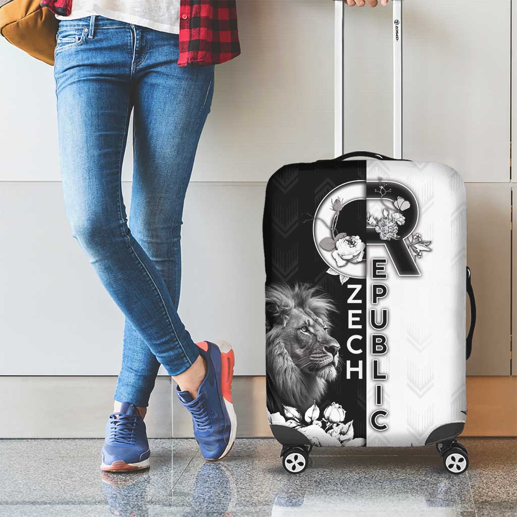 Czech Republic Luggage Cover White Lion With Rose - Wonder Print Shop