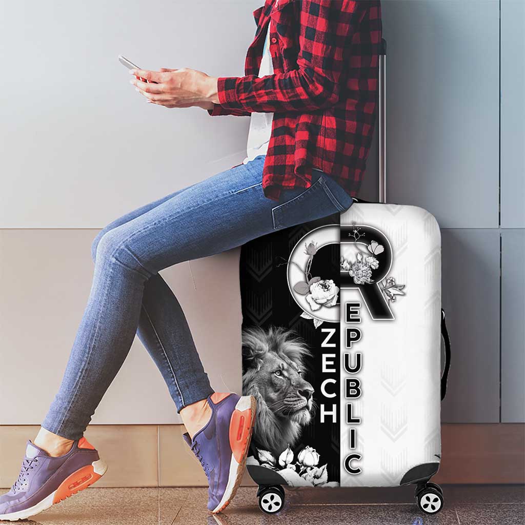 Czech Republic Luggage Cover White Lion With Rose - Wonder Print Shop