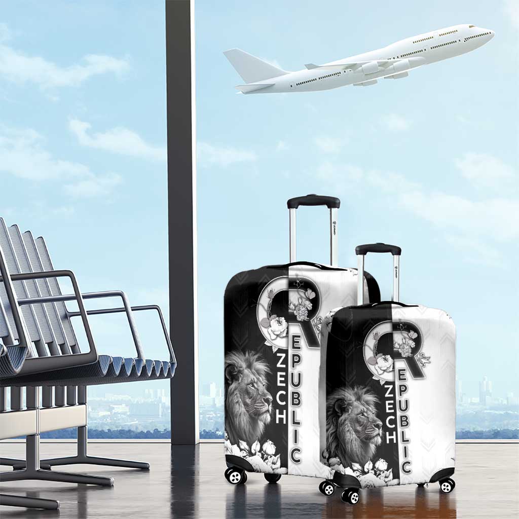 Czech Republic Luggage Cover White Lion With Rose - Wonder Print Shop