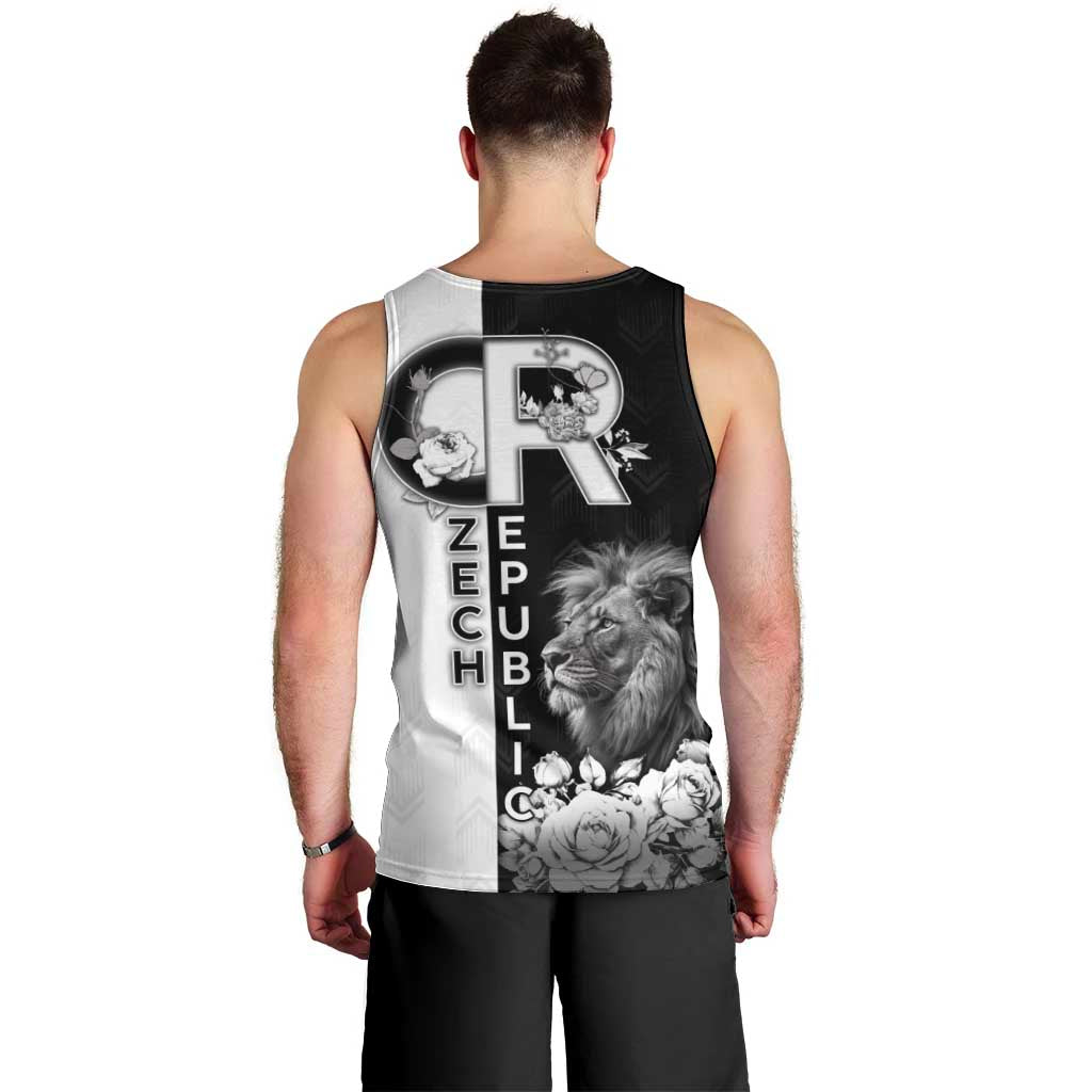 Czech Republic Men Tank Top White Lion With Rose - Wonder Print Shop