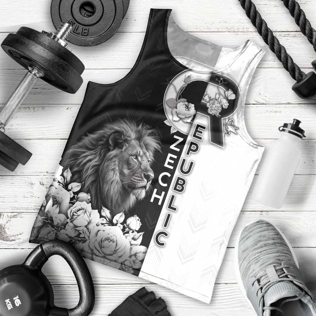 Czech Republic Men Tank Top White Lion With Rose - Wonder Print Shop