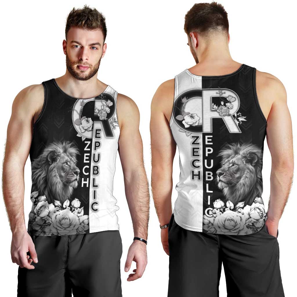 Czech Republic Men Tank Top White Lion With Rose - Wonder Print Shop