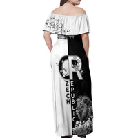 Czech Republic Off Shoulder Maxi Dress White Lion With Rose - Wonder Print Shop