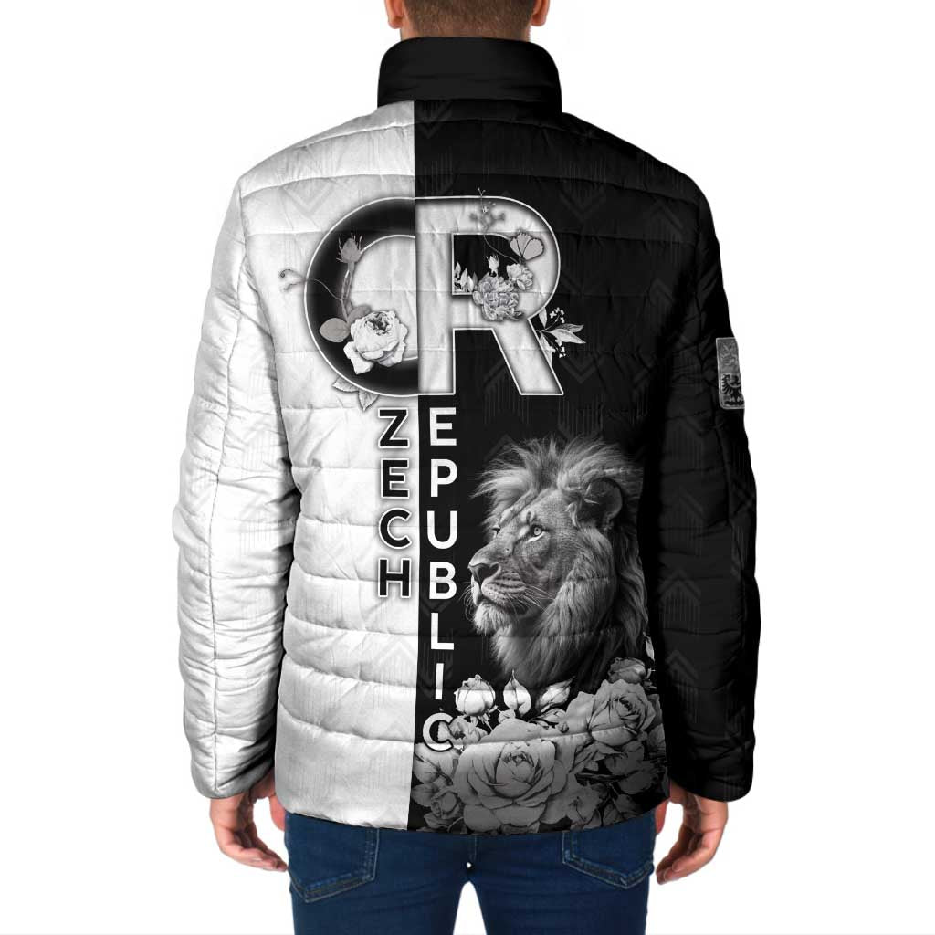Czech Republic Padded Jacket White Lion With Rose - Wonder Print Shop