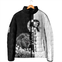 Czech Republic Padded Jacket White Lion With Rose - Wonder Print Shop