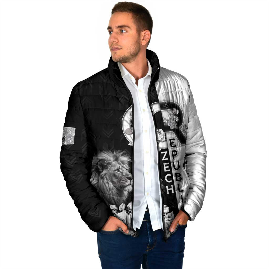 Czech Republic Padded Jacket White Lion With Rose - Wonder Print Shop