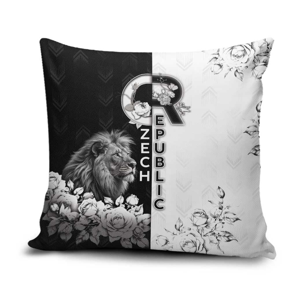 Czech Republic Pillow Cover White Lion With Rose - Wonder Print Shop