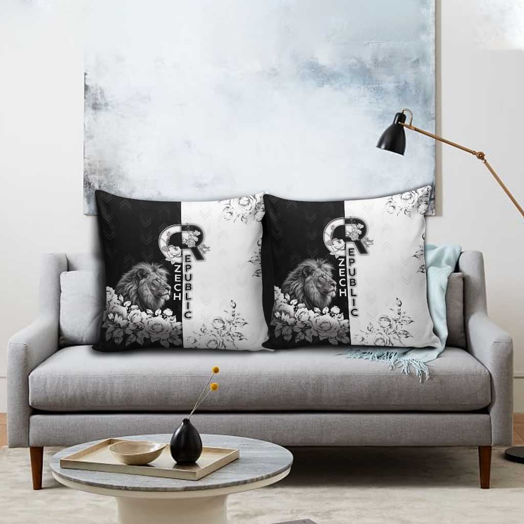 Czech Republic Pillow Cover White Lion With Rose - Wonder Print Shop