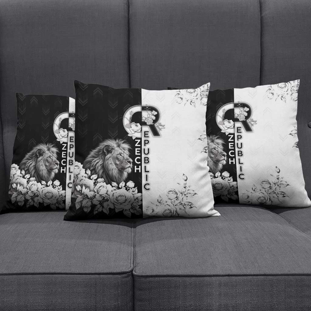 Czech Republic Pillow Cover White Lion With Rose - Wonder Print Shop