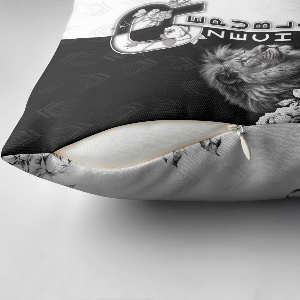 Czech Republic Pillow Cover White Lion With Rose - Wonder Print Shop