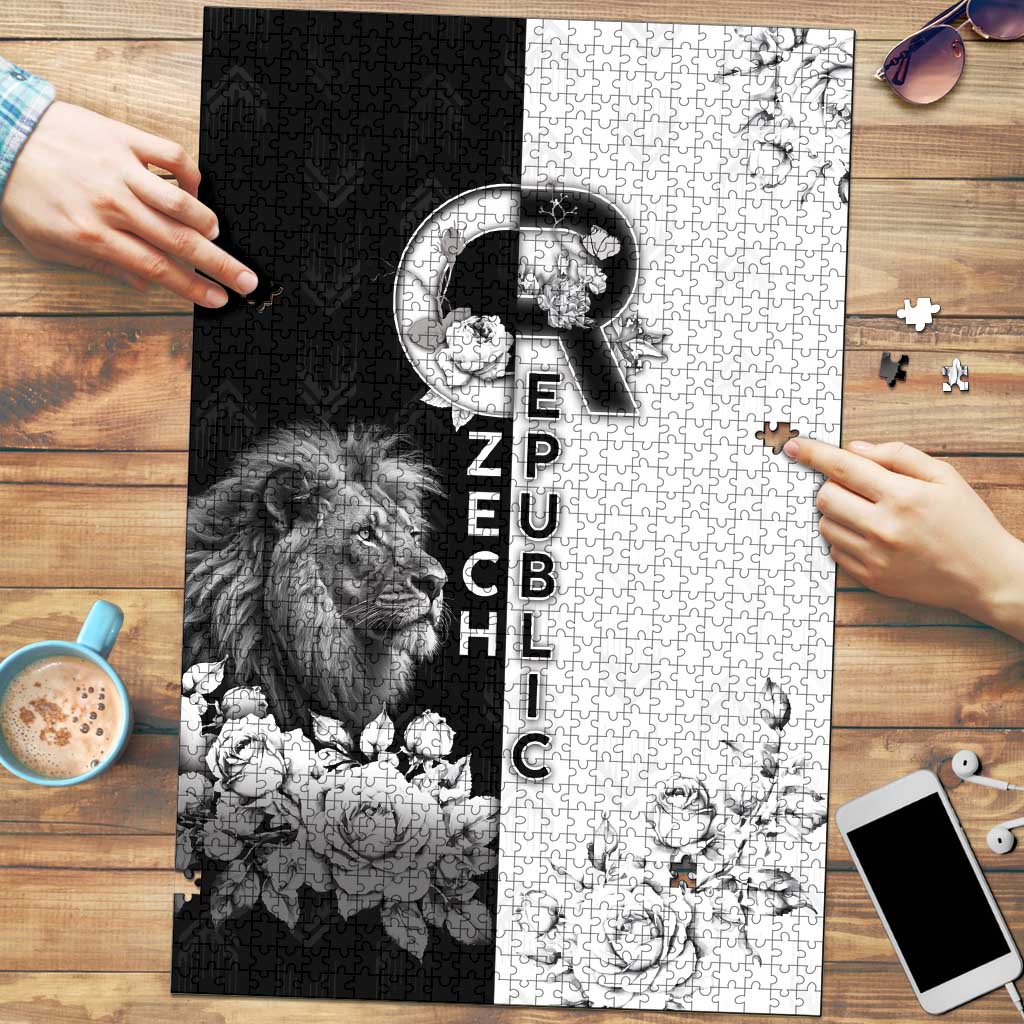 Czech Republic Puzzle White Lion With Rose - Wonder Print Shop