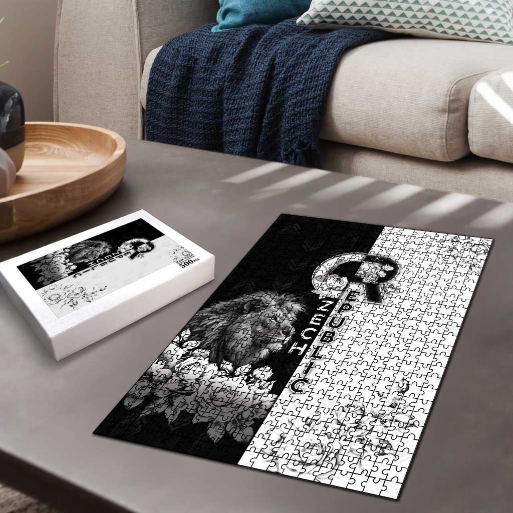 Czech Republic Puzzle White Lion With Rose - Wonder Print Shop