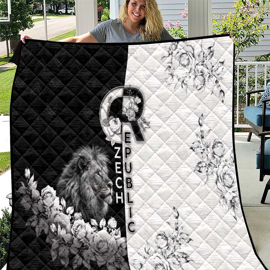 Czech Republic Quilt White Lion With Rose - Wonder Print Shop