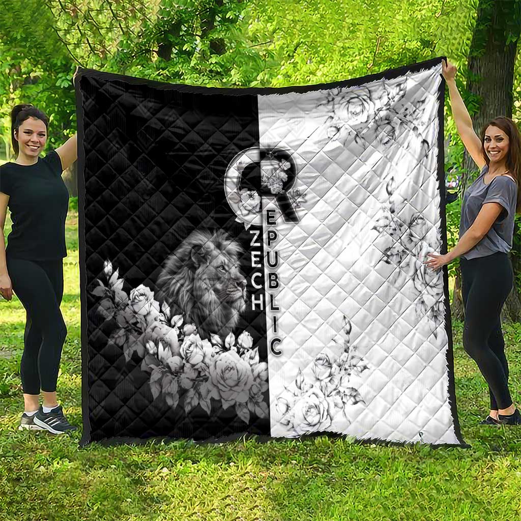 Czech Republic Quilt White Lion With Rose - Wonder Print Shop