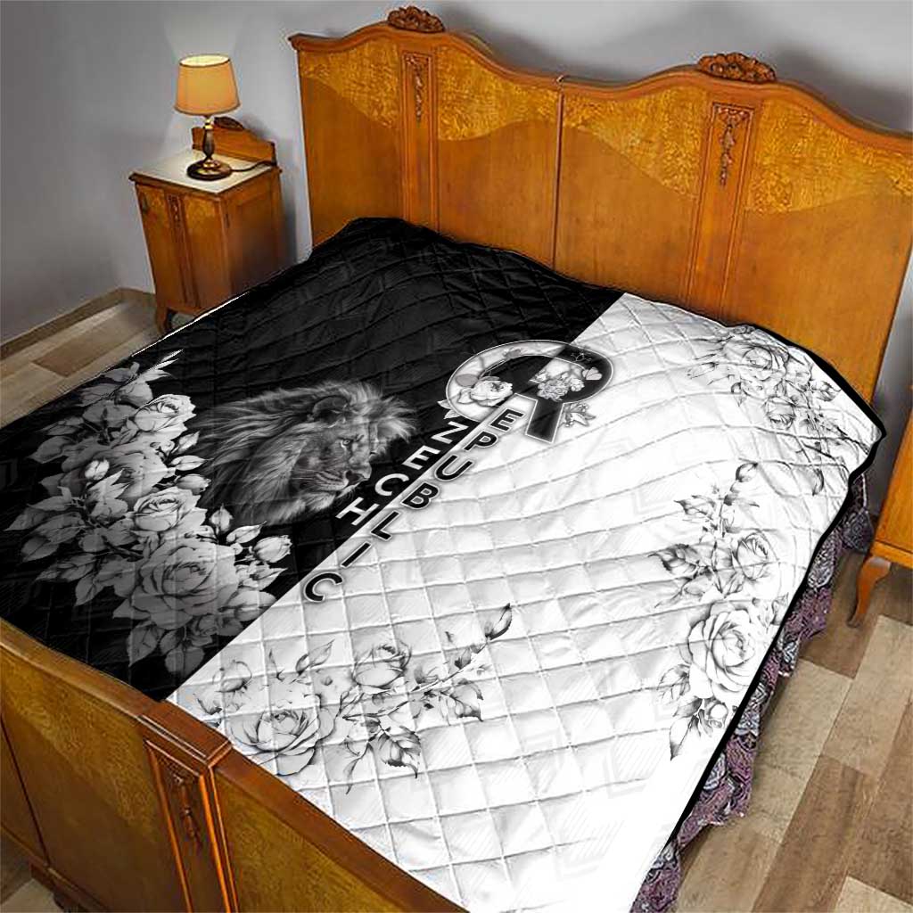 Czech Republic Quilt White Lion With Rose - Wonder Print Shop