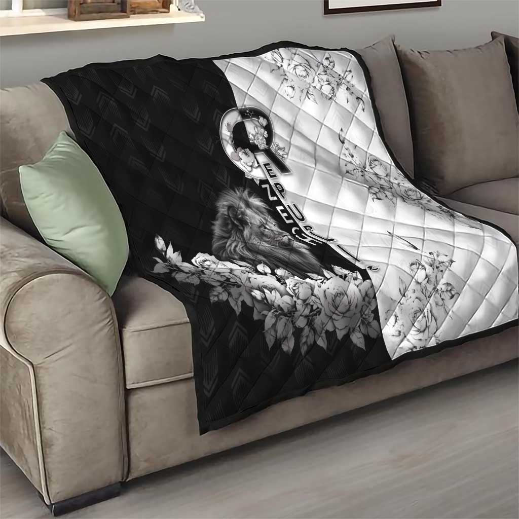 Czech Republic Quilt White Lion With Rose - Wonder Print Shop