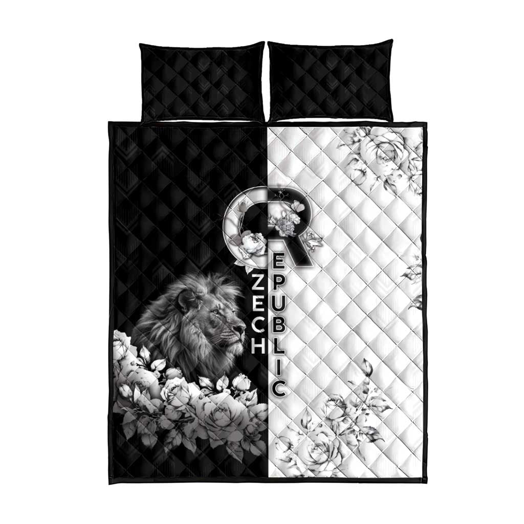Czech Republic Quilt Bed Set White Lion With Rose - Wonder Print Shop