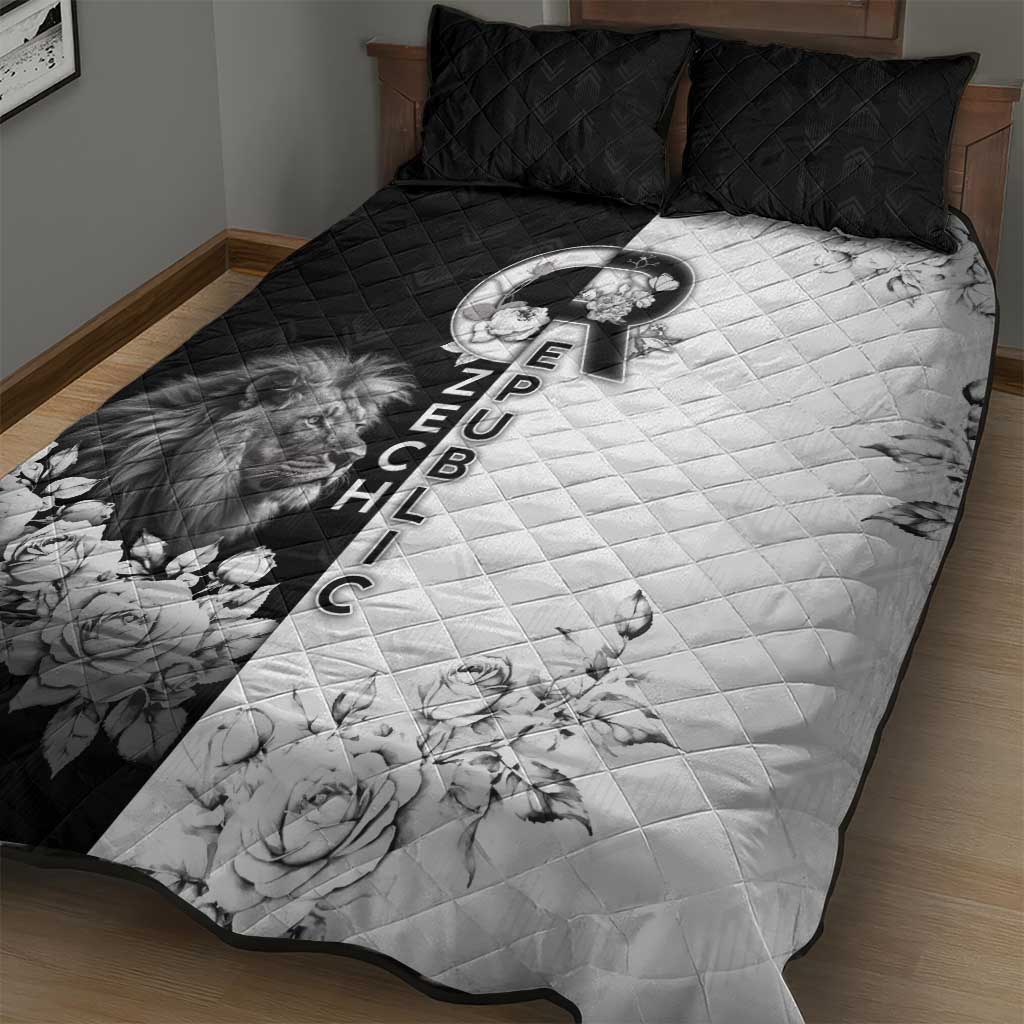 Czech Republic Quilt Bed Set White Lion With Rose - Wonder Print Shop
