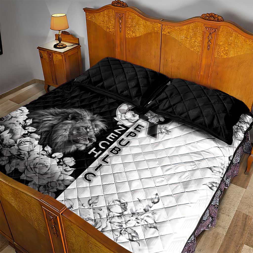 Czech Republic Quilt Bed Set White Lion With Rose - Wonder Print Shop