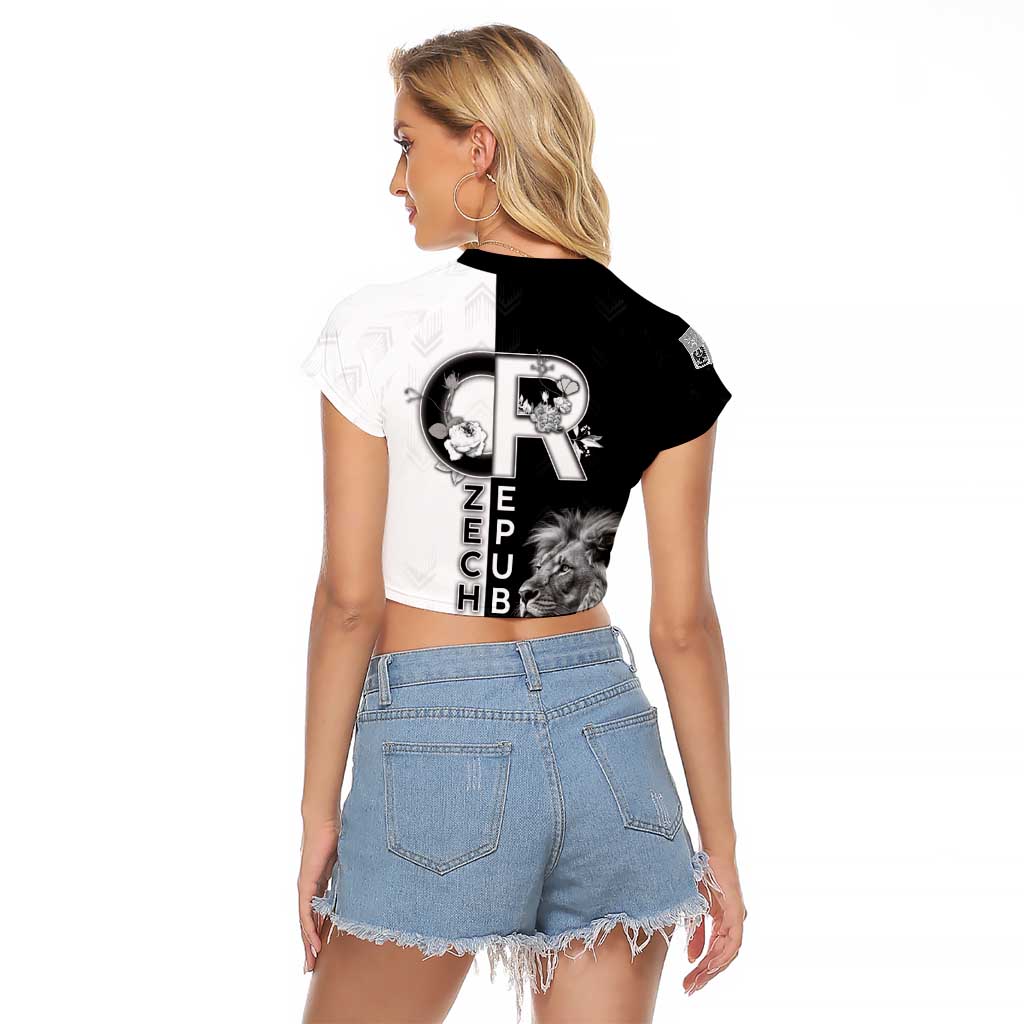 Czech Republic Raglan Cropped T Shirt White Lion With Rose - Wonder Print Shop