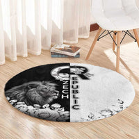 Czech Republic Round Carpet White Lion With Rose - Wonder Print Shop