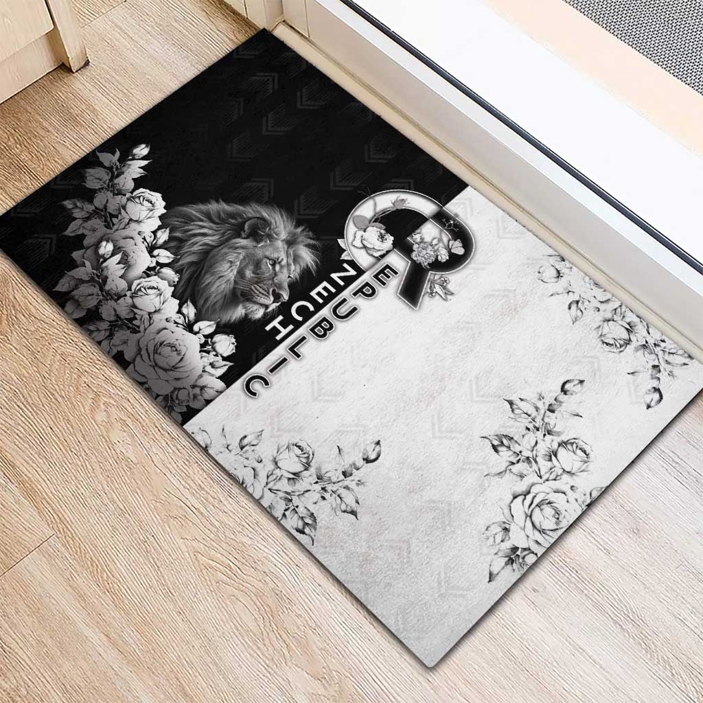 Czech Republic Rubber Doormat White Lion With Rose - Wonder Print Shop