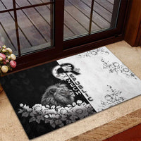 Czech Republic Rubber Doormat White Lion With Rose - Wonder Print Shop