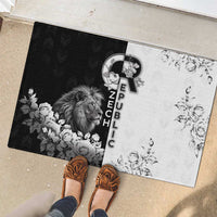 Czech Republic Rubber Doormat White Lion With Rose - Wonder Print Shop