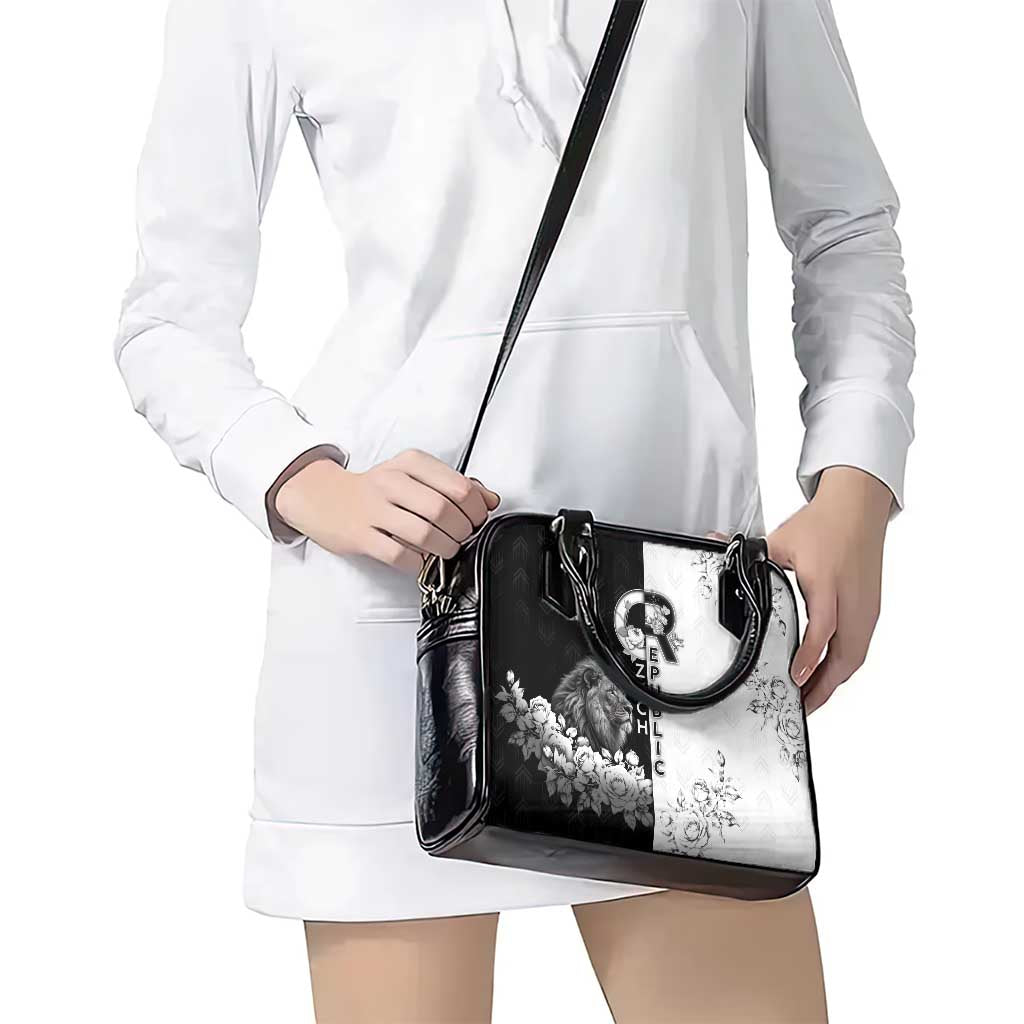 Czech Republic Shoulder Handbag White Lion With Rose - Wonder Print Shop