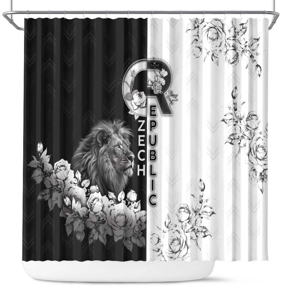 Czech Republic Shower Curtain White Lion With Rose - Wonder Print Shop