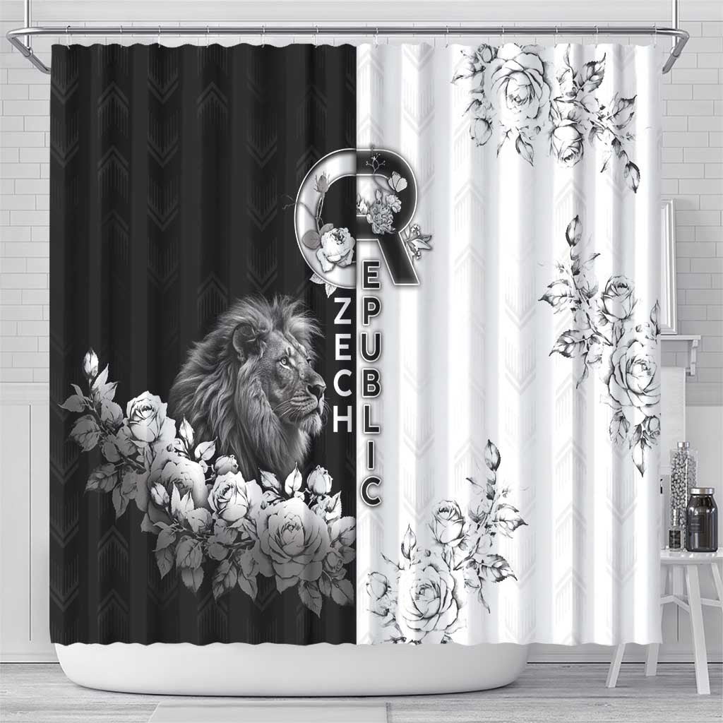 Czech Republic Shower Curtain White Lion With Rose - Wonder Print Shop