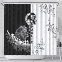 Czech Republic Shower Curtain White Lion With Rose - Wonder Print Shop