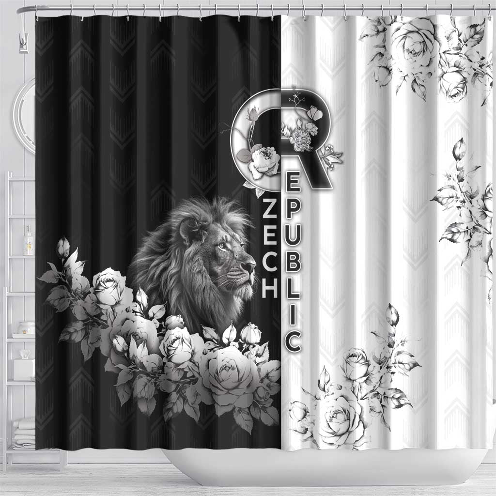 Czech Republic Shower Curtain White Lion With Rose - Wonder Print Shop