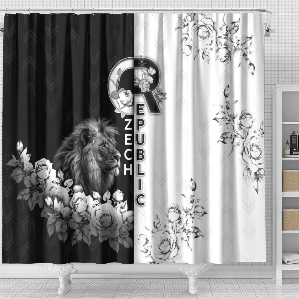 Czech Republic Shower Curtain White Lion With Rose - Wonder Print Shop