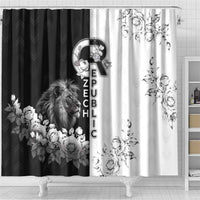 Czech Republic Shower Curtain White Lion With Rose - Wonder Print Shop