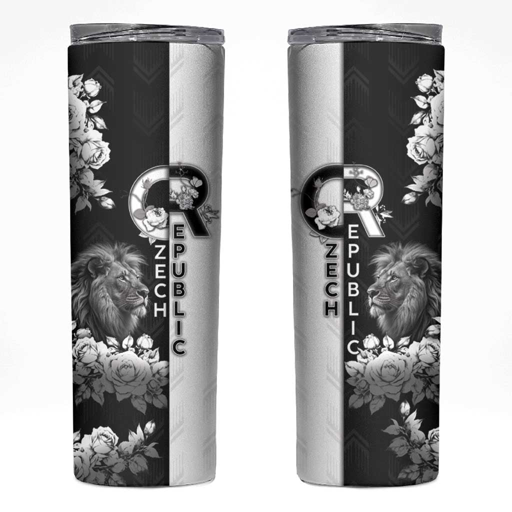 Czech Republic Skinny Tumbler White Lion With Rose - Wonder Print Shop