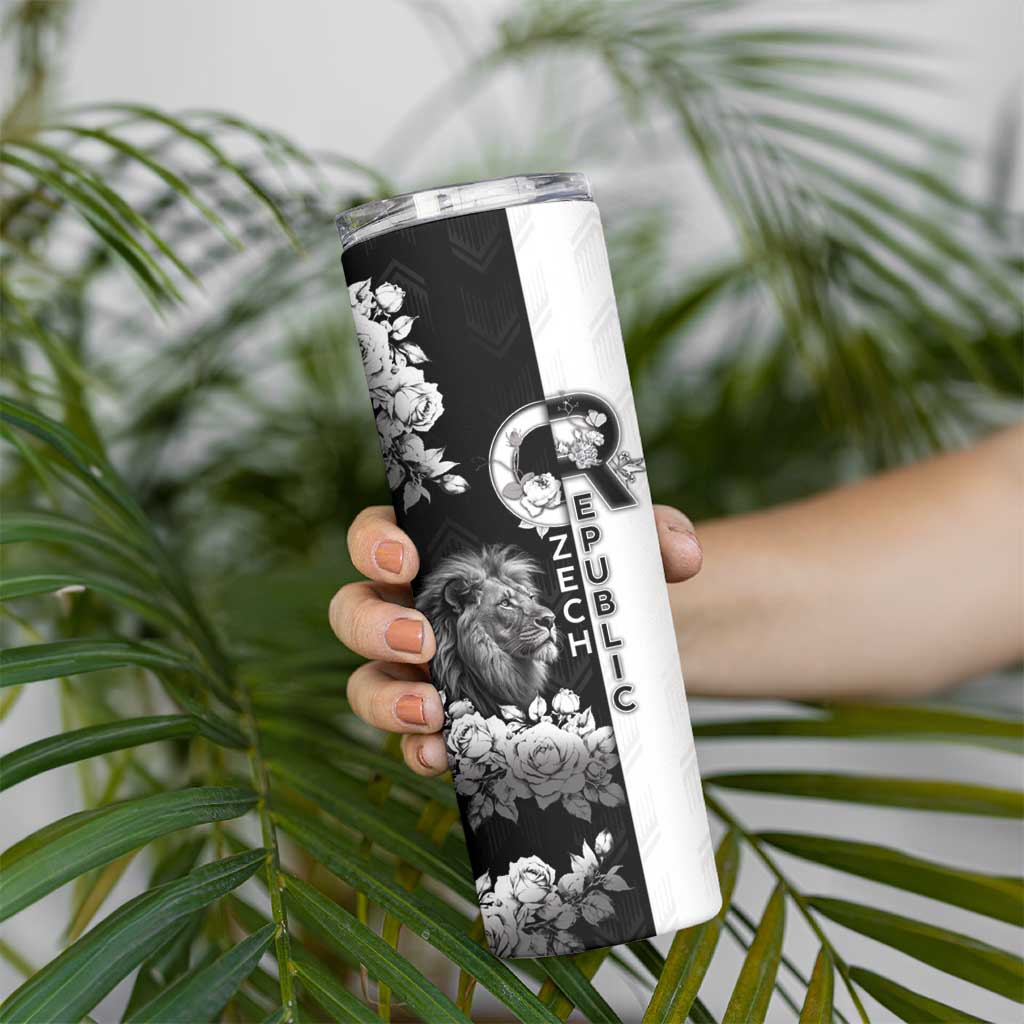 Czech Republic Skinny Tumbler White Lion With Rose - Wonder Print Shop